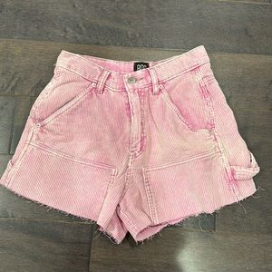 Never Worn Urban Outfitters BDG Pink Corduroy High Rise Carpenter Shorts Size 25
